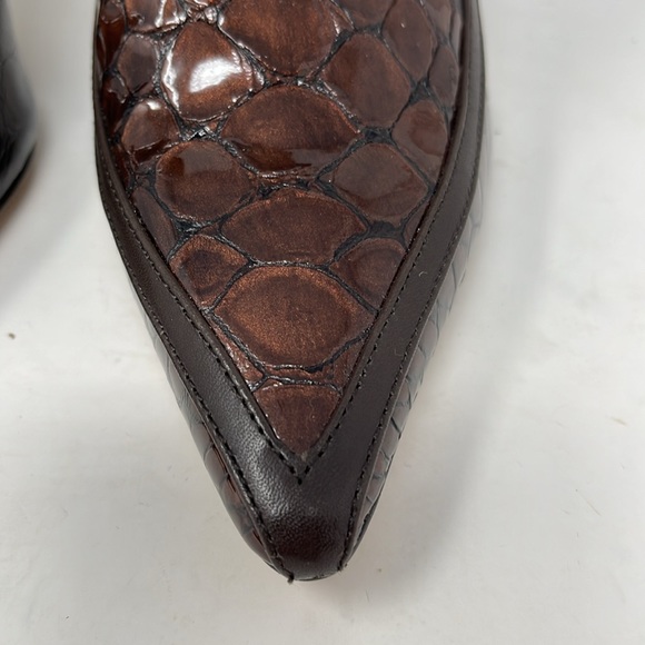 Embossed Leather Booties Brown - Picture 3 of 12